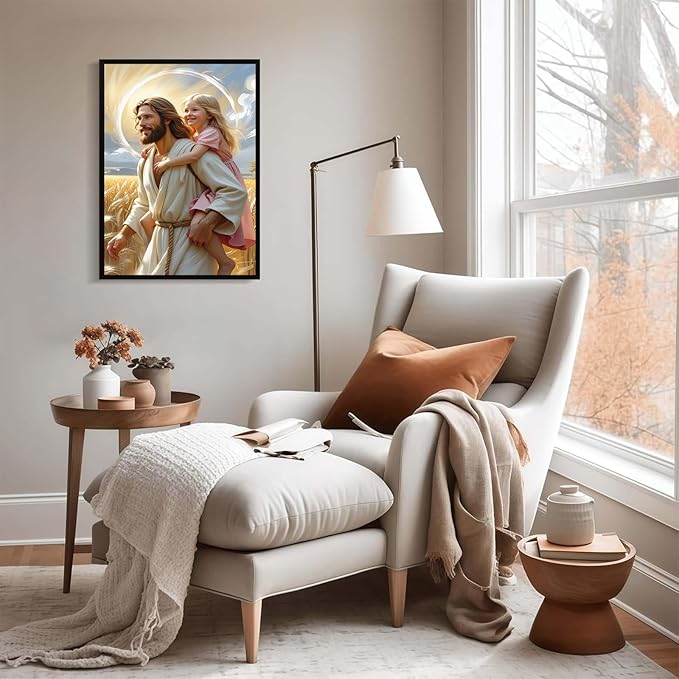 Christian Wall Art Print, Religious Scripture Biblical Decor, Faith-Based Inspirational Landscape with Cross, Digital Printed Canvas Poster for Church, Home Chapel, Prayer Room Decor