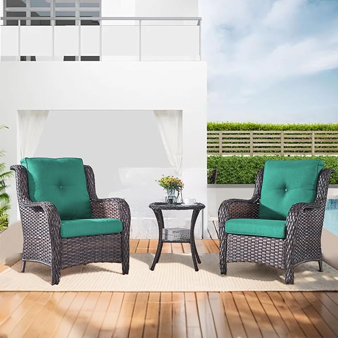 Patio Cushions for Outdoor Furniture - 22×24 Inches High Back and Deep Seating Outdoor Cushion for Patio Chairs Sofa Couch Loveseat Water Resistant(Malachite Green/2 Set/Button)