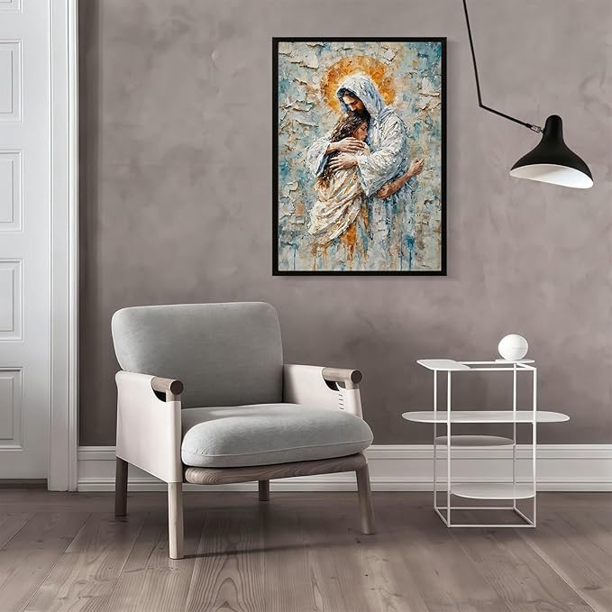 Christian Wall Art Print, Religious Scripture Biblical Decor, Faith-Based Inspirational Landscape with Cross, Digital Printed Canvas Poster for Church, Home Chapel, Prayer Room Decor