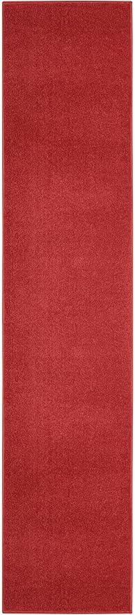 Nourison Home Essentials Solid Indoor/Outdoor Brick Red 2'2" x 18 Area Rug, Easy Cleaning, Non Shedding, Bed Room, Living Room, Dining Room, Deck, Patio, Backyard (2x18)