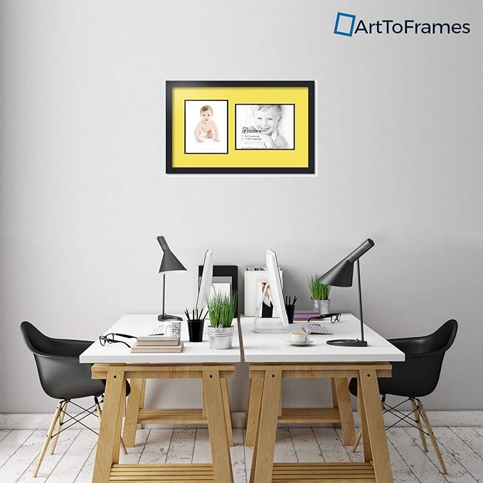 ArtToFrames Collage Photo Frame Double Mat with 1 - 8.5x11^ 8x10 Openings and Satin Black Frame