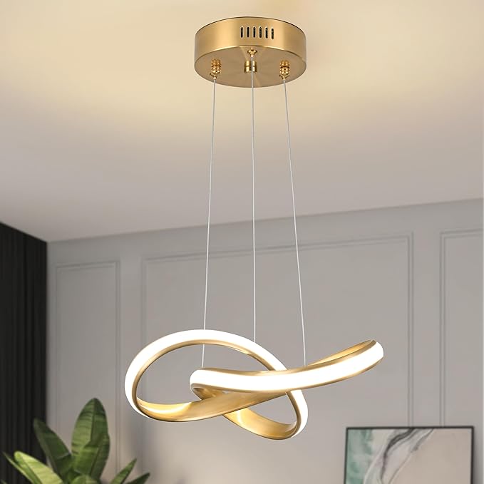 Modern LED Chandelier Contemporary Pendant Lighting Ring Light Fixture Gold with 4500K and 59in Height Adjustable Hanging Lamp for Kitchen Island Hallway Foyer Closet Corridor