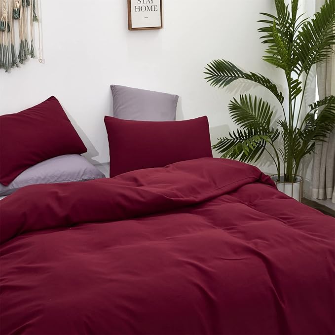 Pureant Burgundy Red Comforter Sets California King Wine Red Bedding Comforters Solid Dark Color Quilts Cal King Women Adults Luxurious Plain Claret Comforter Soft Crimson Bedding Noble Bordeaux Bed