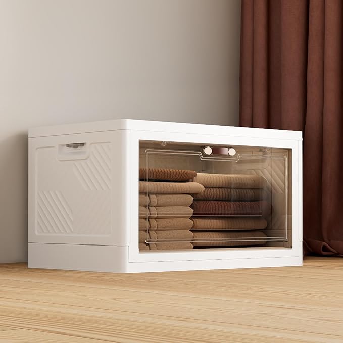 JOYMOOP Closet Organizers and Storage – 49.6 Qt Collapsible Storage Bin with Lid, Holds Clothes, Books & More (12.4 Gal, 1 Tier)