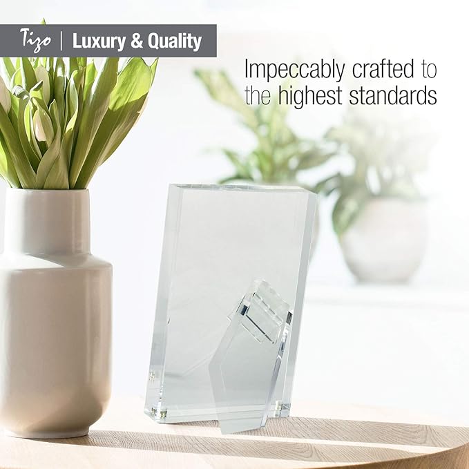 TIZO Design Vertical 4x4 Lucite Picture Frame, Durable 1 Inch Thick Clear Lucite & Magnetic Closures, Elegant & Practical Boutique Quality Photo Frame (Multiple Colors Available)