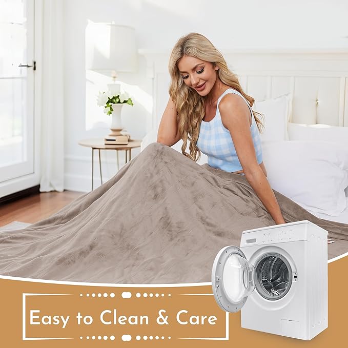 Electric Heated Blanket Microplush Cover Blanket, Full Size 72"x84" with 4 Heat Settings & 10 Hours Auto Off, Cozy & Warm for All Night, Machine Washable, Linen