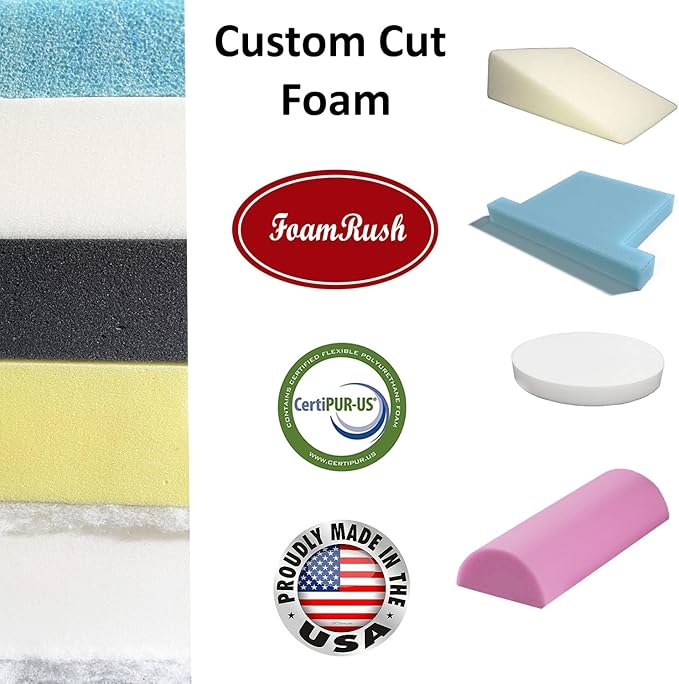 FoamRush 2" x 26" x 32" Gel Memory Foam Only Insert, Square Pad, Memory Foam Topper, Seat Cushion Replacement, Upholstery Foam, Pet Bed Memory Foam, Wheelchair Seat Cushion, Made in USA