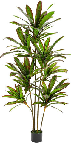 VIAGDO Dracaena Silk Plant Artificial 6ft Faux House Plants with Red Leaf Margin Fake Yucca Palm Trees in Pot Realistic Dragon Tree for Living Room Home Office Decor Indoor Outdoor