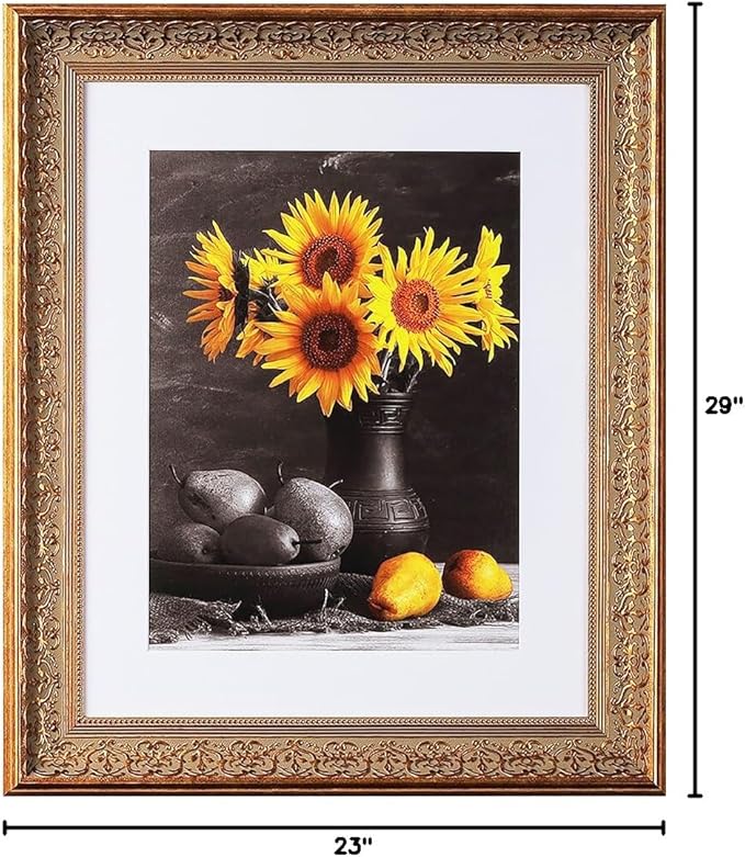 18 x 24 Frame 2-1/2" 18x24 Gold Frame.18x24 Poster Frame.18 x 24 Picture Frames for Wall Mounting.Large Ornate 24x18 Canvas Oil Painting Frames Gothic Vintage Antique Luxury 1556.Baroque Wood Alternative-Polystyrene for Photo,Diploma,Puzzle,TV