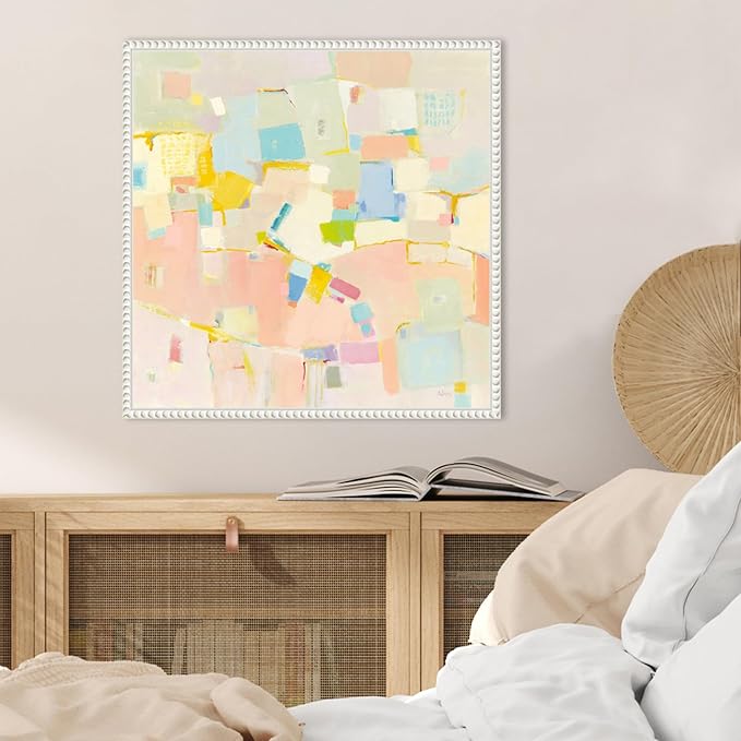Amanti Art Framed Canvas Wall Art 22x22 Block Party by Phyllis Adams, Framed Wall Art Canvas, Abstract Artwork, Traditional Decor, Medium Poster Painting for Living Room, Bedroom, Bathroom, Kitchen,