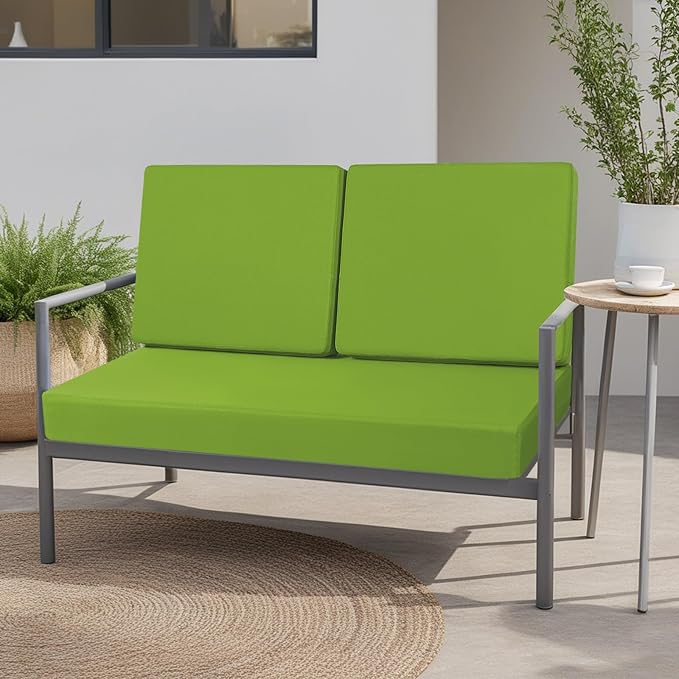 idee-home Outdoor Loveseat Cushions, Waterproof Patio Loveseat Cushion, Outside Couch Hampton Bay Deep Seat Cushion Replacement Set, Patio Love Seat Sofa Cushions for Furniture, 46" x 26" Green