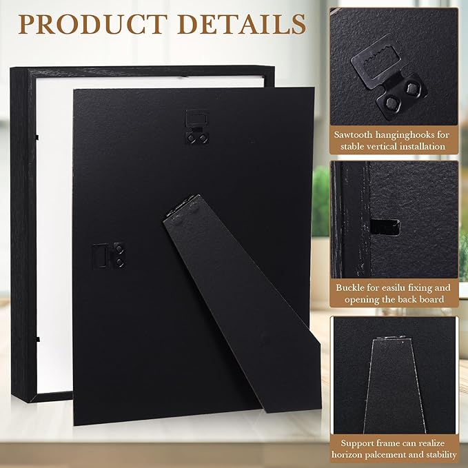 Ripeng 16 Pack Shadow Box Frame Display Case Picture Frame for Wedding Bouquet, Back to School Crafts, Memorial Photos, Ticket, Teacher, Medal, DIY Wall or Tabletop Gift Decor(8 x 10 Inch,Black)