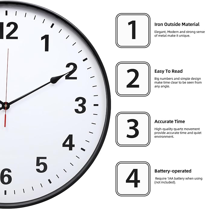 Metal Indoor Outdoor Wall Clock 24IN Rust Color, Retro Silent Quartz Battery Operated, Decorative for Patio, Kitchen, Living Room, Bedroom, Pool