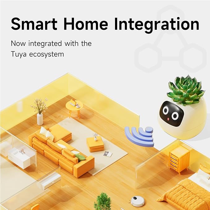 Smart pet Planter Robot Guidance on Plant Care with Emojis, Adorable Plant Companion with Rich Gesture Interaction, Neat Desk Setup Gift (Purple)