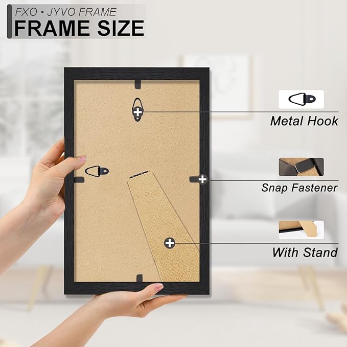 Engineered Wood 5x9 Picture Frame Set of 6, Black Frame for 5 x 9 Inch Picture Poster Photo, Light Weight 5 by 9 Frame with Wood-grain for Wall - 6 Pack/Black/5"x9"