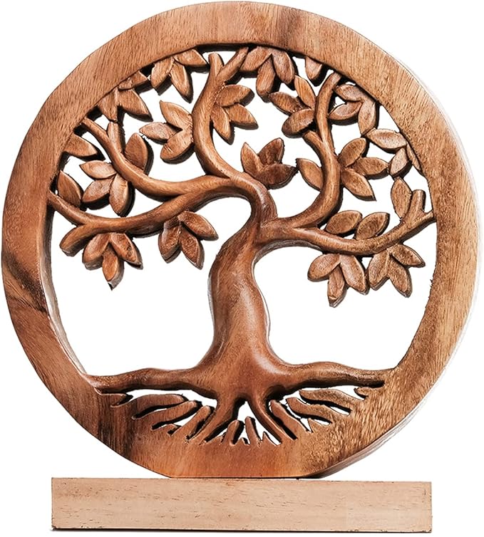 Decozen Solid Wood Tree of Life Sculpture - Home Decor, Living Room, Boho, Shelf, Coffee Table, Centerpiece Table Decorations, Mantle, Dining Table Centerpiece, Bathroom Shelf, Entryway, Farmhouse