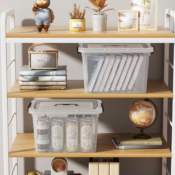 22 L Clear Storage Box/Bins with Handles, Plastic Container with Latches Lid, 4 Pack