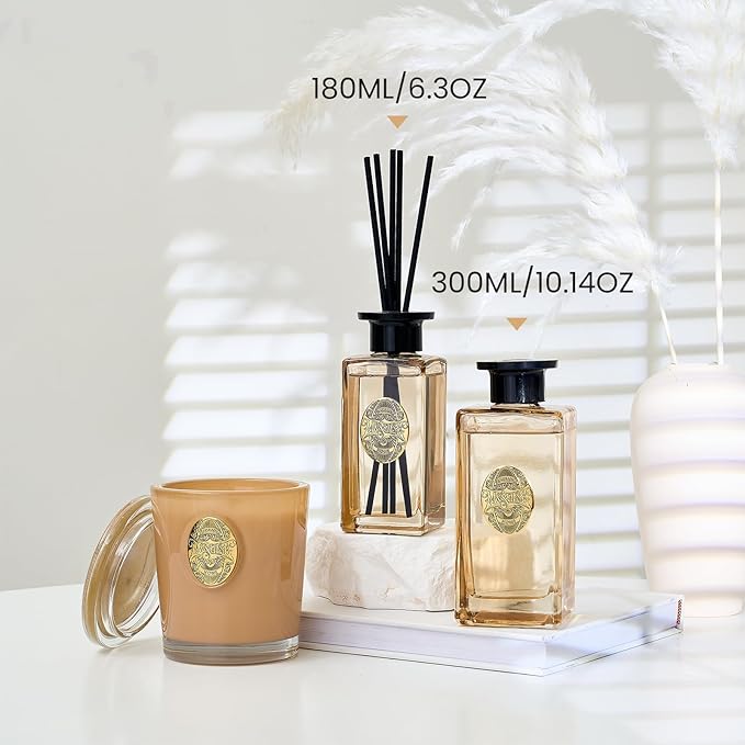 M&SENSE 10.14 oz Large Reed Diffuser Set | Fresh Grapefruit Scent Home Oil Diffuser with Sticks |Hotel Collection Non-Toxic Essential Oil |for Bedroom Bathroom Living Room