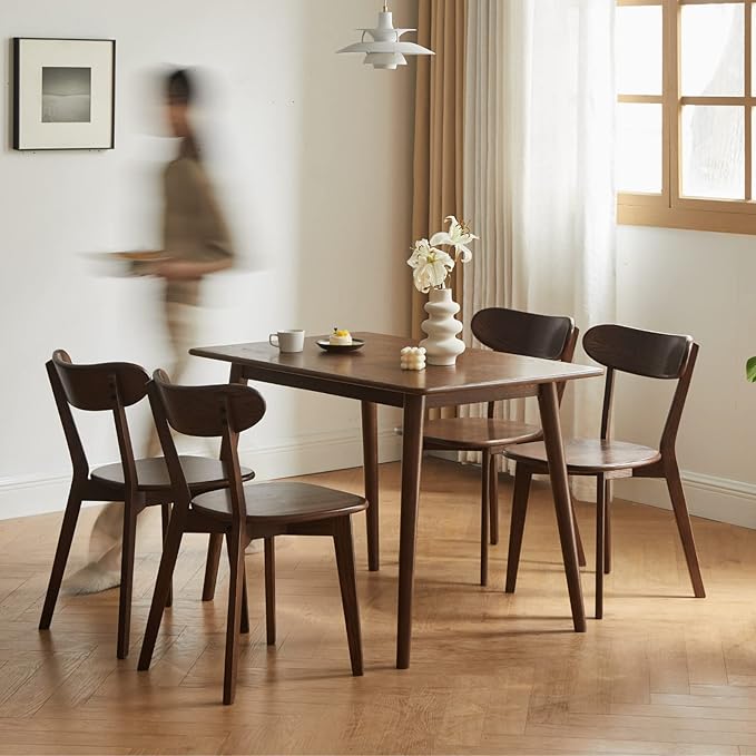 100% Solid Oak Wood Dining Room Chairs - Practical Kitchen Chairs - Wood Chair for Dining Room, Kitchen (1, Walnut)