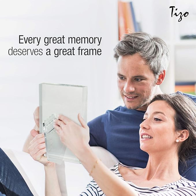 TIZO Design Vertical 4x6 Lucite Picture Frame, Durable 1 Inch Thick Clear Lucite & Magnetic Closures, Elegant & Practical Boutique Quality Photo Frame (Multiple Colors Available)