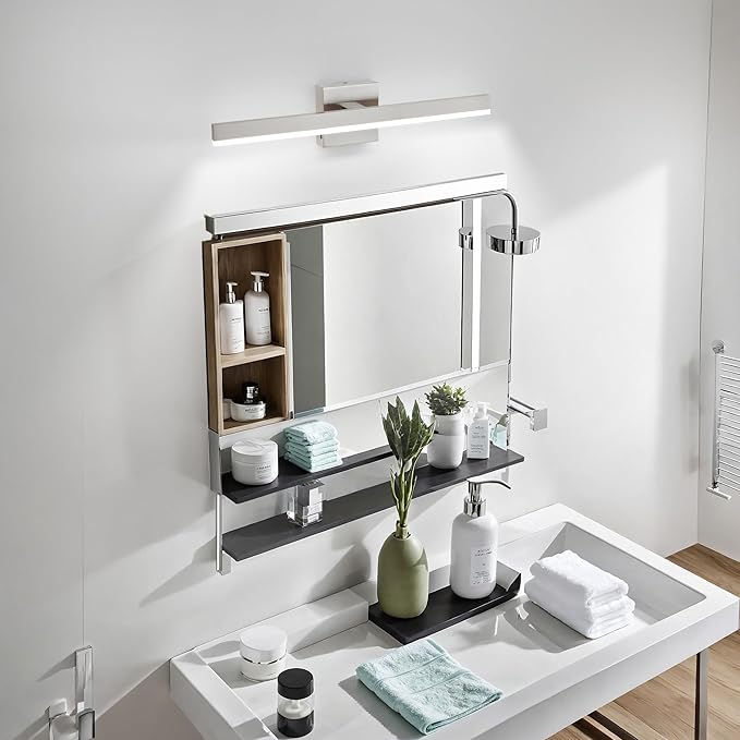 Nickel Bathroom Vanity Light 23.6 inch, 14W Dimmable 5CCT LED Bathroom Light Fixture Over Mirror Restroom-ETL Certificated