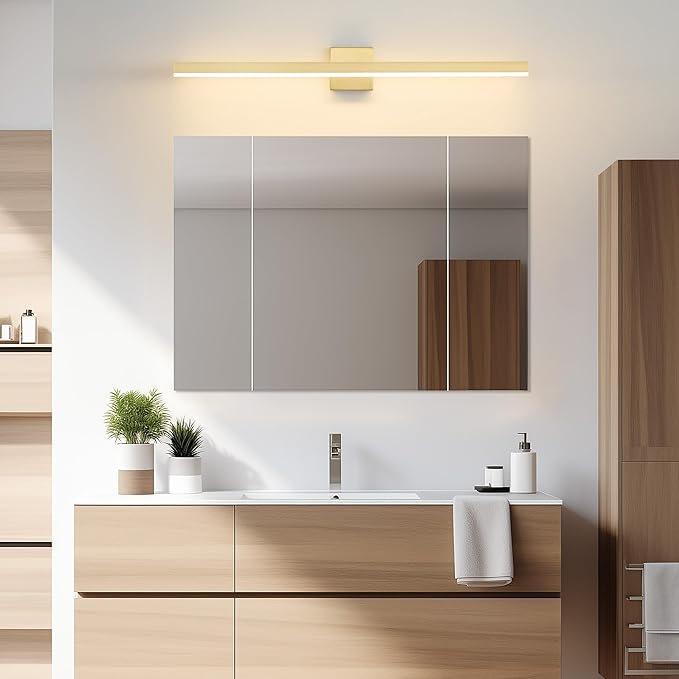 Gold Bathroom Vanity Light 39.4 inch, 24W Dimmable 5CCT LED Modern Bathroom Light Fixture Over Mirror - ETL Certificate