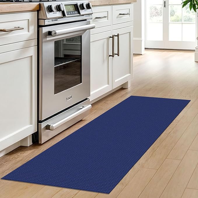 IOHOUZE Washable Runner Rug 2x6 Non Slip Runners for Hallways Entryway Runner Indoor, Kitchen Rugs Woven Cotton Floor Carpet for Kitchen Hall Entrance Bedroom, Royal Blue/Navy
