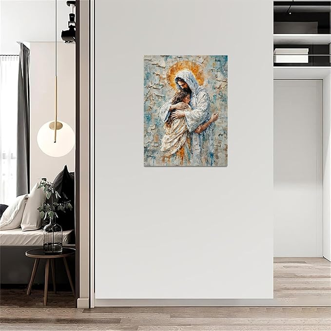 Christian Wall Art Print, Religious Scripture Biblical Decor, Faith-Based Inspirational Landscape with Cross, Digital Printed Canvas Poster for Church, Home Chapel, Prayer Room Decor