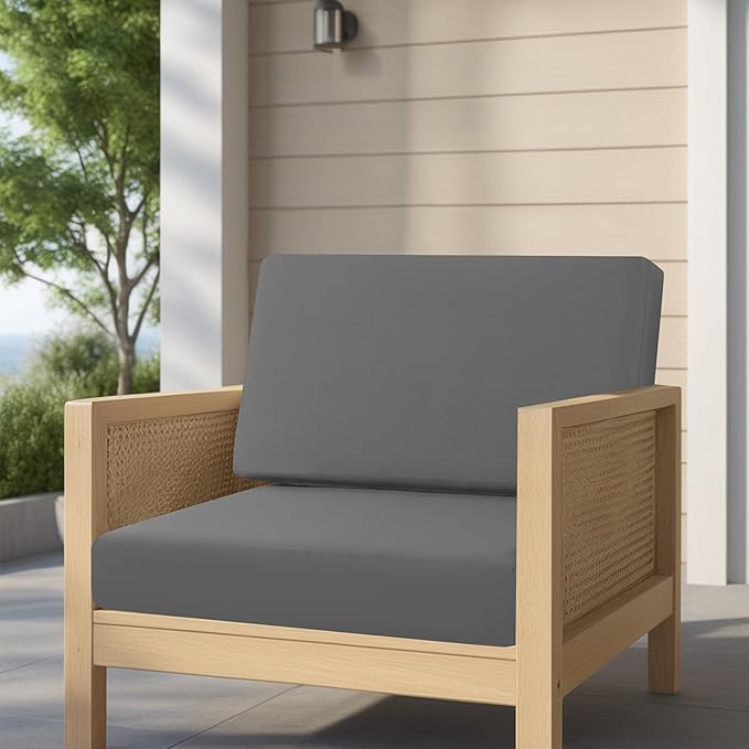 idee-home Outdoor Cushions for Patio Furniture, Outdoor Seat Cushions 28.5 x 28.5 Waterproof & Fade Resistant Couch Sofa Replacement Deep Couch Chair Cushion for Yard Garden Deck, Medium Grey