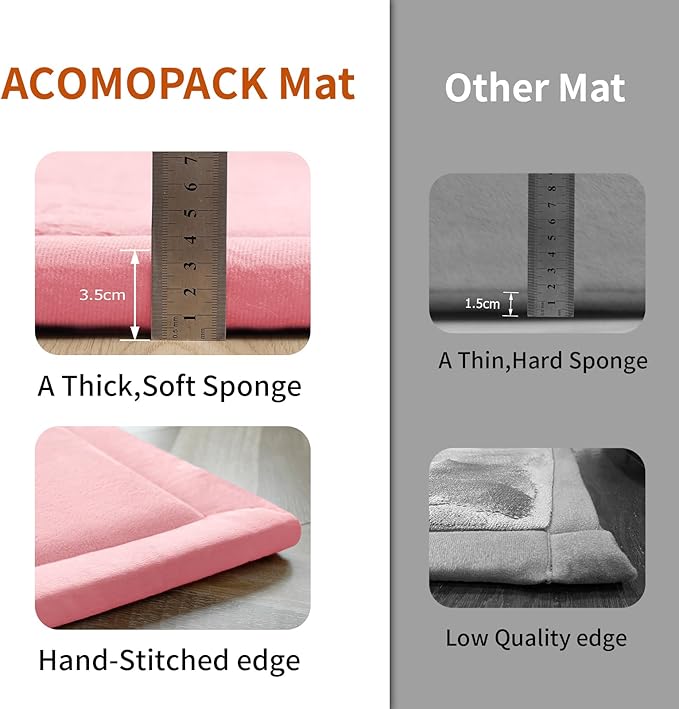ACOMOPACK Baby Play Mat for Floor,1.3" Thick Memory Foam Area Rug for Living Room,Soft Velvet Crawling with Non-Slip Bottom for Kid,Toddler,79"×157" Tummy Time Nursery Rugs,Yoga（Pink）