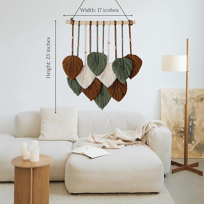 Boho Wall Decor - Large Macrame Wall Hanging - Boho Bedroom Wall Decor - Wall Tapestry For Bedroom - 17x23 inches