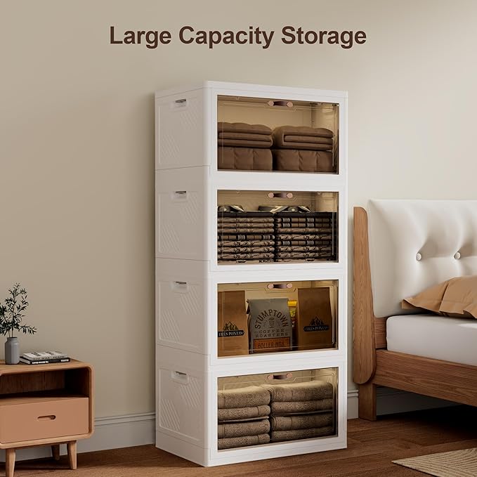 JOYMOOP Closet Organizers and Storage – 348 Qt Collapsible Storage Bins with Lid (5-Tier, 5 x 12.4 Gal) – Perfect for Clothes, Toys & More