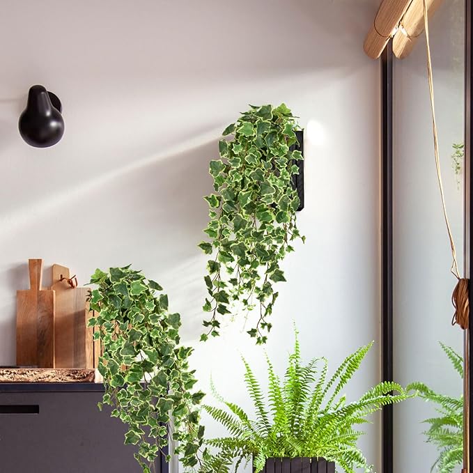 Hollyone Artificial Hanging Plants 35.4" Fake Ivy Vine Faux Ivy Leaves Fire and UV Resistant Hanging Plant Wall Greenery for House Room Patio Indoor Outdoor Home Shelf Office Wedding Decor