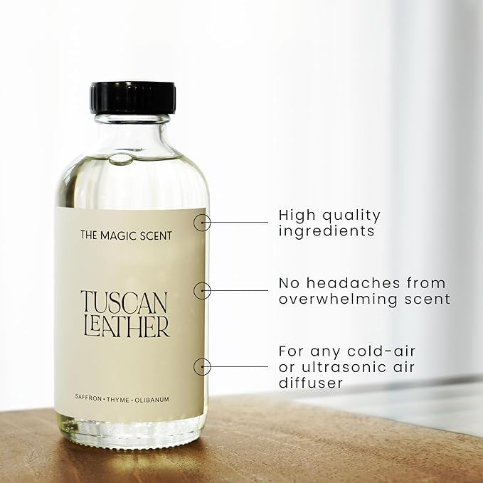 Tuscan Leather Diffuser Oil - Hotel & Home Luxury Scents - Diffuser Oil Scents for Home Designed for Use in All Diffusers - 8.5 fl oz, 250 mL
