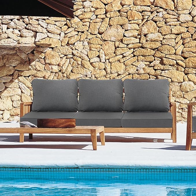 Sundale Outdoor Sunbrella Deep Seat Cushions, Patio Acrylic Sectional Sofa Couches Cushion and Pillow, Water-Resistant Furniture Replacement Cushions, 23 x 26 x 4 inches - Cast Slate