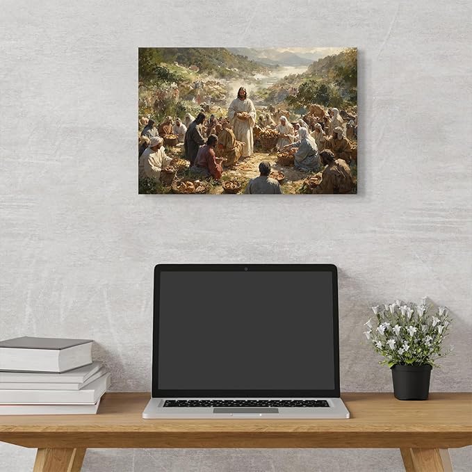 Christian Wall Art Print, Religious Scripture Biblical Decor, Faith-Based Inspirational Landscape with Cross, Digital Printed Canvas Poster for Church, Home Chapel, Prayer Room Decor