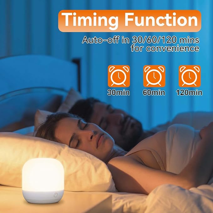 SUNMORY Rechargeable Night Light, Table Lamp for Bedroom, Dimmable Bedside Lamp with Magnetic Charging Station, Small Nightstand Lamp, LED Lights with 12 RGB Colors, Timer & Remote Control