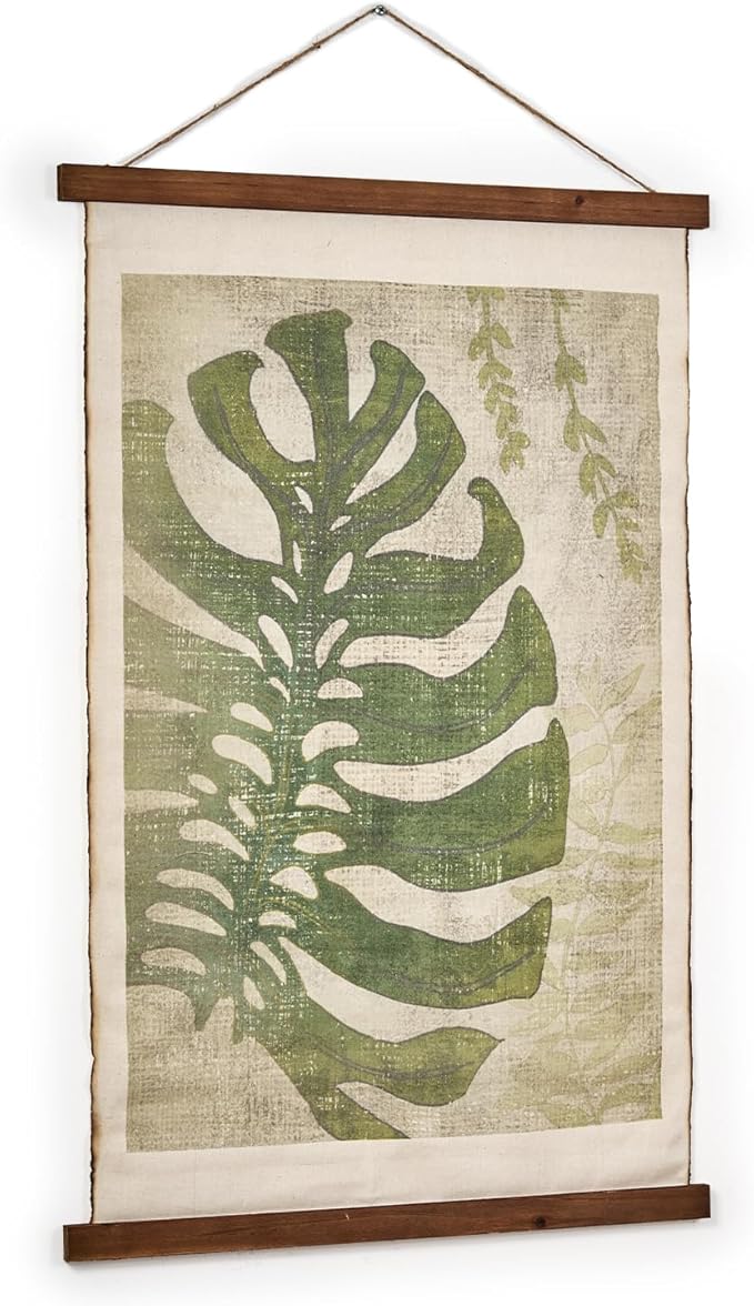 American Art Decor Leaf Wall Scroll Tapestry with Rope