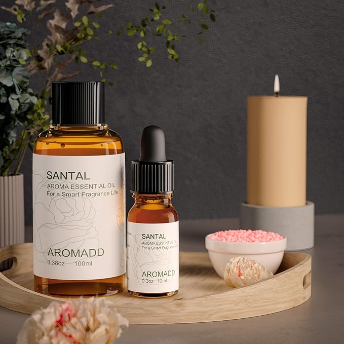 Hotel Scents Diffuser Oil Santal, Luxury Essential Oils for Waterless Diffuser, Aromatherapy Hotel Diffuser Oil for Home & Office, Long-Lasting Air Freshener - 3.38 fl oz (100 mL)