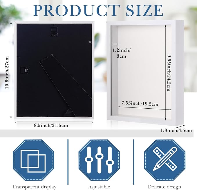 Ripeng 16 Pack Shadow Box Frame Display Case Picture Frame for Wedding Bouquet, Back to School Crafts, Memorial Photos, Ticket, Teacher, Medal, DIY Wall or Tabletop Gift Decor(8 x 10 Inch,White)