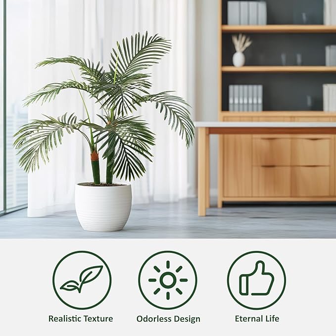 Artificial Palm Tree, Tall Tropical Palm Tree Faux Palm Plant for Indoor Outdoor Office House Living Room Home Decor