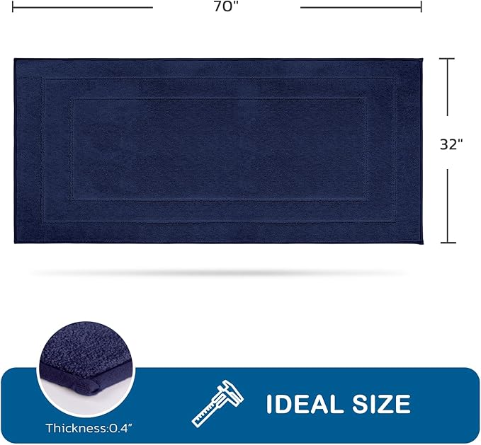 PURRUGS Machine Washable Kitchen Runner Rug 32" x 70", Non-Slip/Skid Hallway Runner Rug, Super Absorbent Soft Area Rug for Kitchen, Hallway & Laundry, Rolled Packaging, Navy Blue