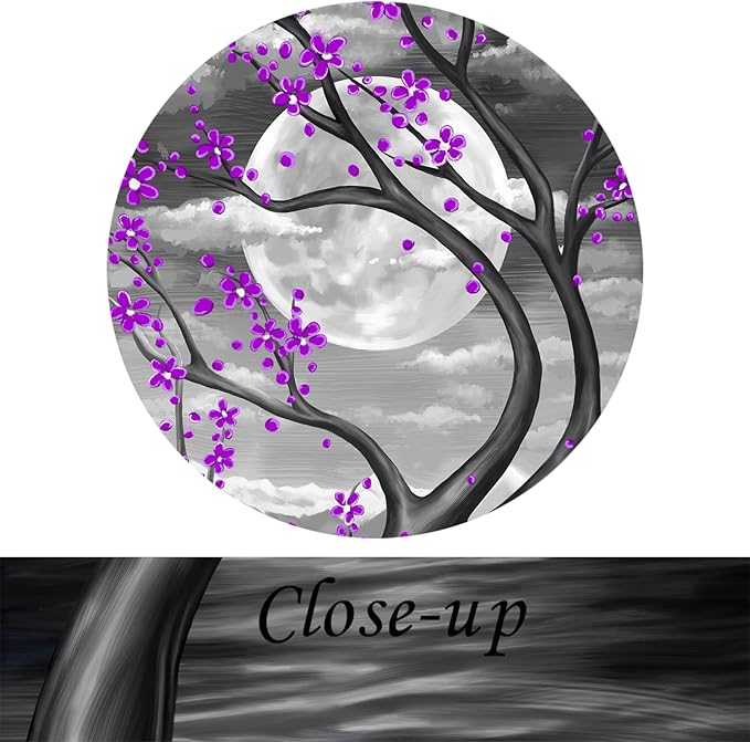KREATIVE ARTS Purple Flower Tree Wall Art for Bedroom Cherry Blossom Tree in Full Moon Night Landscape Canvas Prints Artwork for Home Wall Decoration Ready to Hang Vertical 20x40inch (Purple)