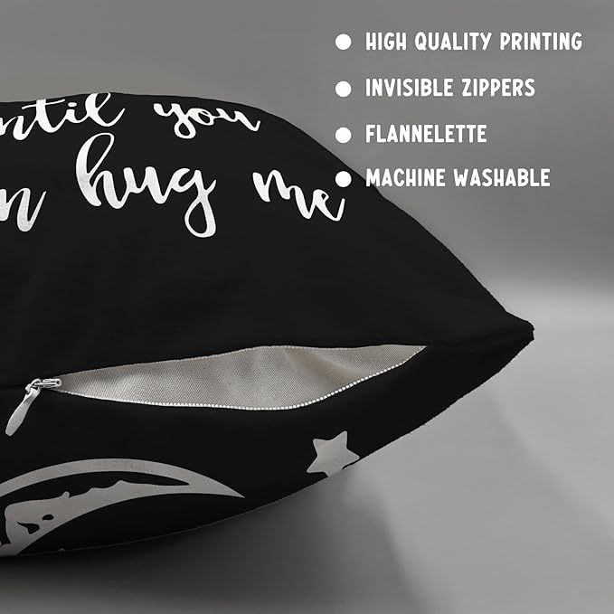 Sufamb Hug This Pillow Until You Can Hug Me Reversible Decor Throw Pillow Case Decor for Home Bedroom, 20'' x 20'' Black Pillow case,Gift Wife,Husband,Wedding Anniversary,Long Distance Relationship