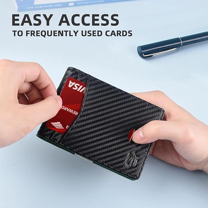 Zitahli Slim Wallet for Men Gifts 12 Card Slots ID Window With Money Clip Minimalist RFID Front Pocket Bifold Leather Small Thin Gift Box Dad Birthday Christmas Regalos Hombres