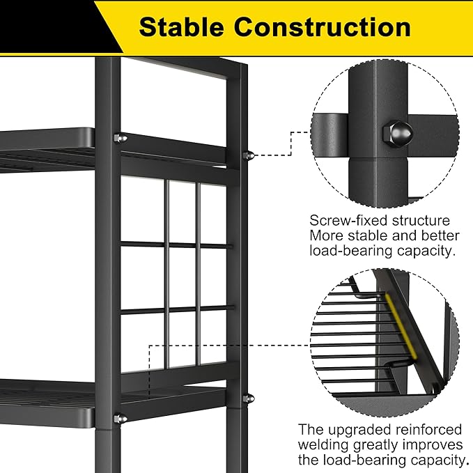 GIOTORENT 6-Wire Garage Shelving Storage Shelves, Metal Shelving Unit Pantry Rack, Kitchen Storage Adjustable Shelf 900Lbs Capacity for Laundry Kitchen Bathroom Organizer(Black)
