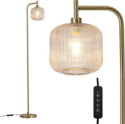 MAYNA Glass Floor lamp Living Room, Modern Vertical lamp, Remote Control Switch with Glass lampshade, 67-inch high lamp Suitable for Bedroom and Study (2700K LED Bulb Included)