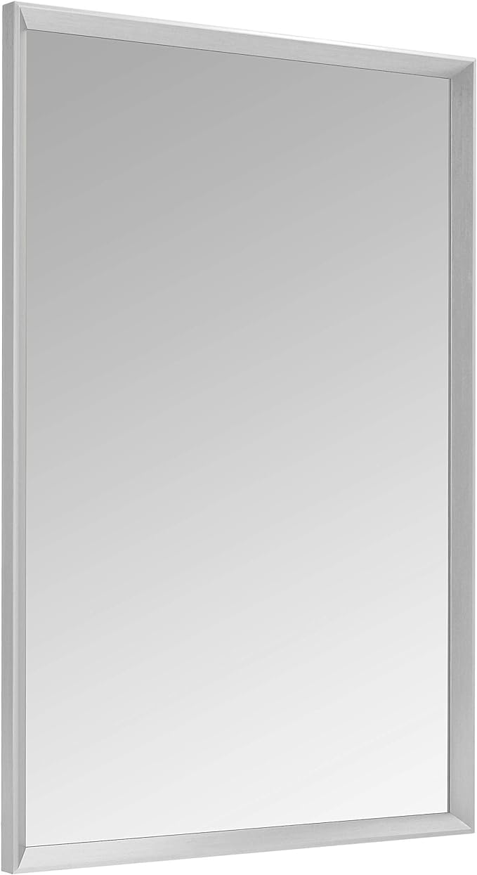 Amazon Basics Rectangular Wall Mount Mirror, Peaked Trim, Nickel, 24" x 36"