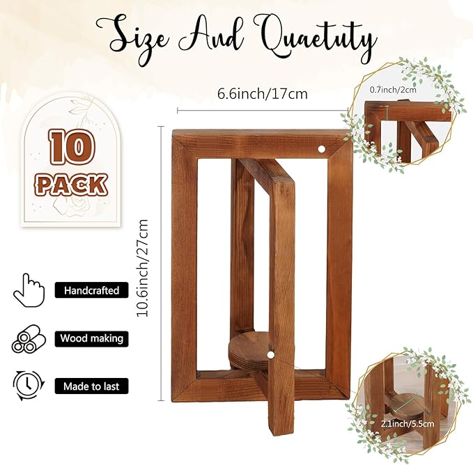 OurWarm 10Pcs Wedding Centerpieces for Tables, Foldable Centerpiece Table Decorations Center Pieces Decoration for Table, Rustic Wood Lantern Centerpieces for Tables Wedding Party Table Decor (Brown)