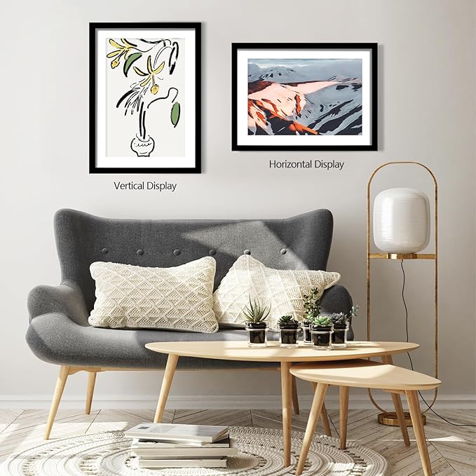 20x28 Picture Frame Set of 5, Black Poster Frame, Display Pictures 16 x 24 with Mat or 20 x 28 Without Mat for Horizontal or Vertical Wall Mounting, Wall Gallery Frame